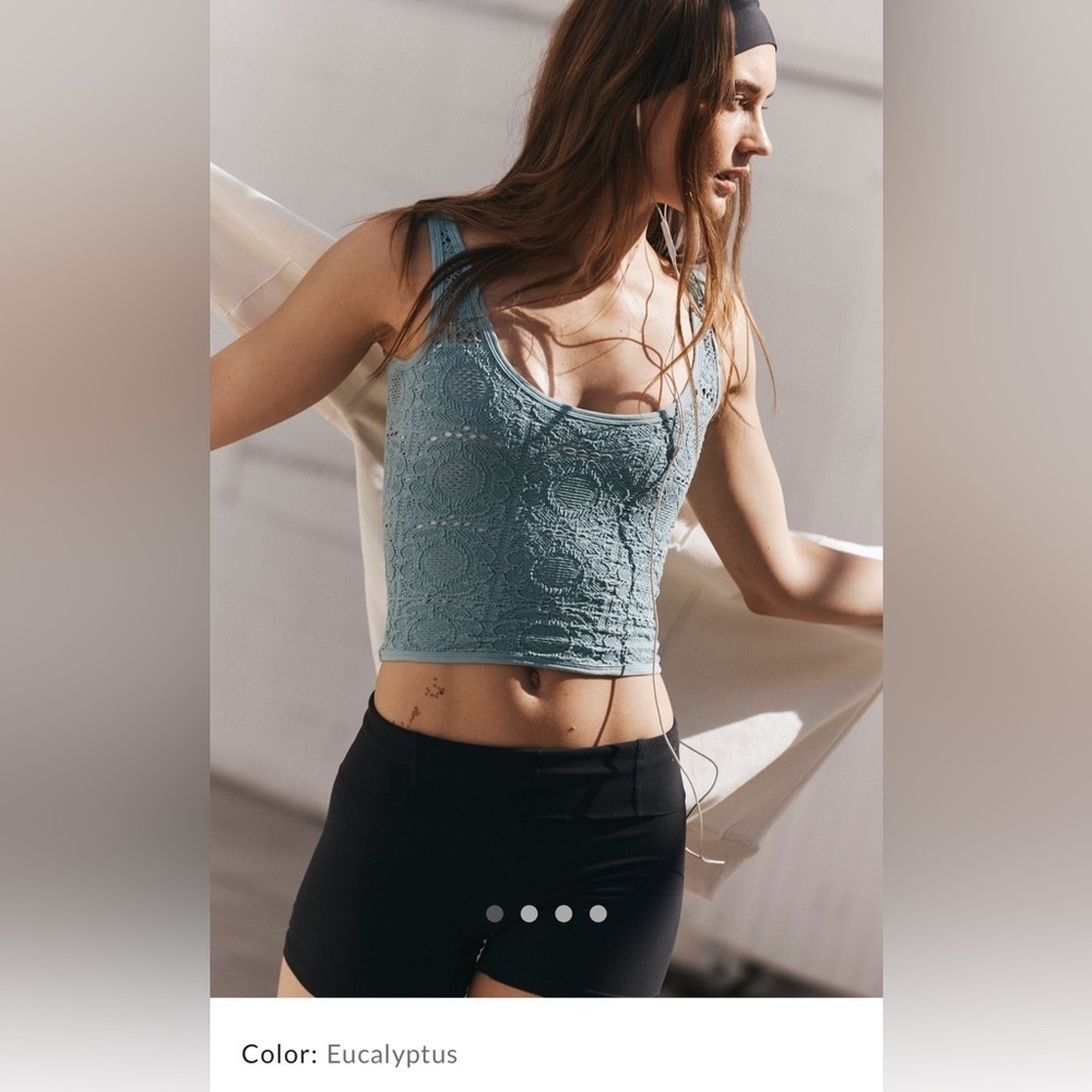 Free People Movement Serenity Crochet Cami in Eucalyptus Size M/L  NWT